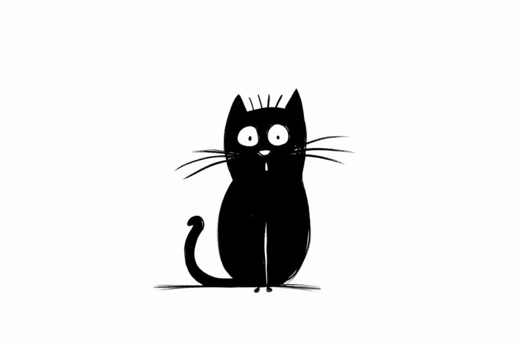 black cat cartoon