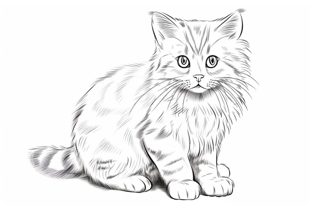 pencil sketch of a cat