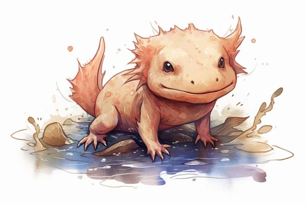 color sketch of an axolotl
