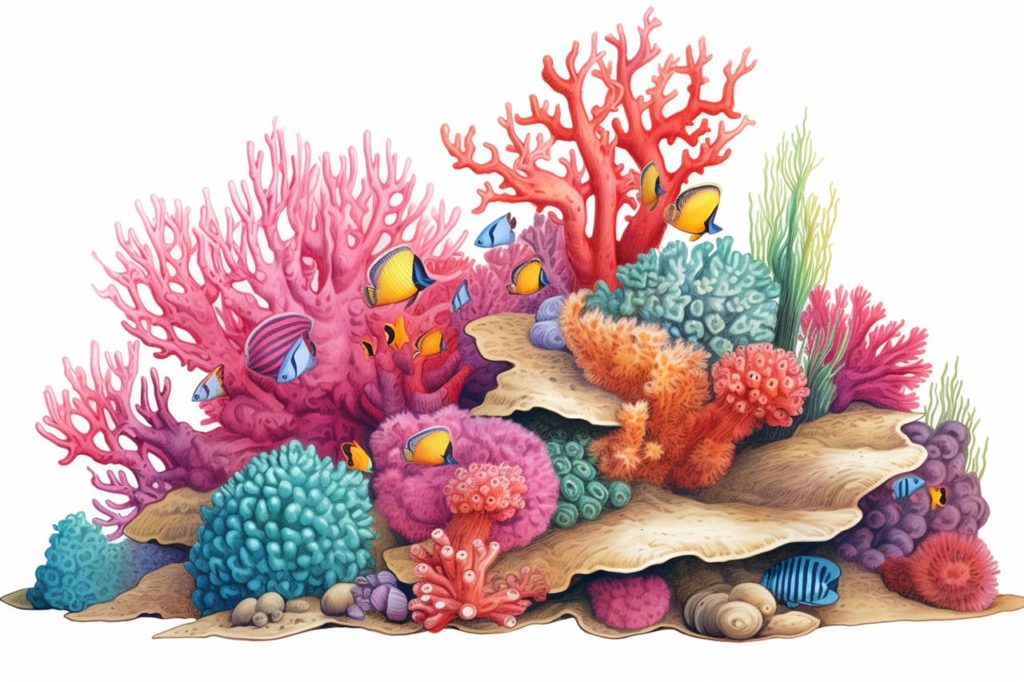 Coral reef color drawing