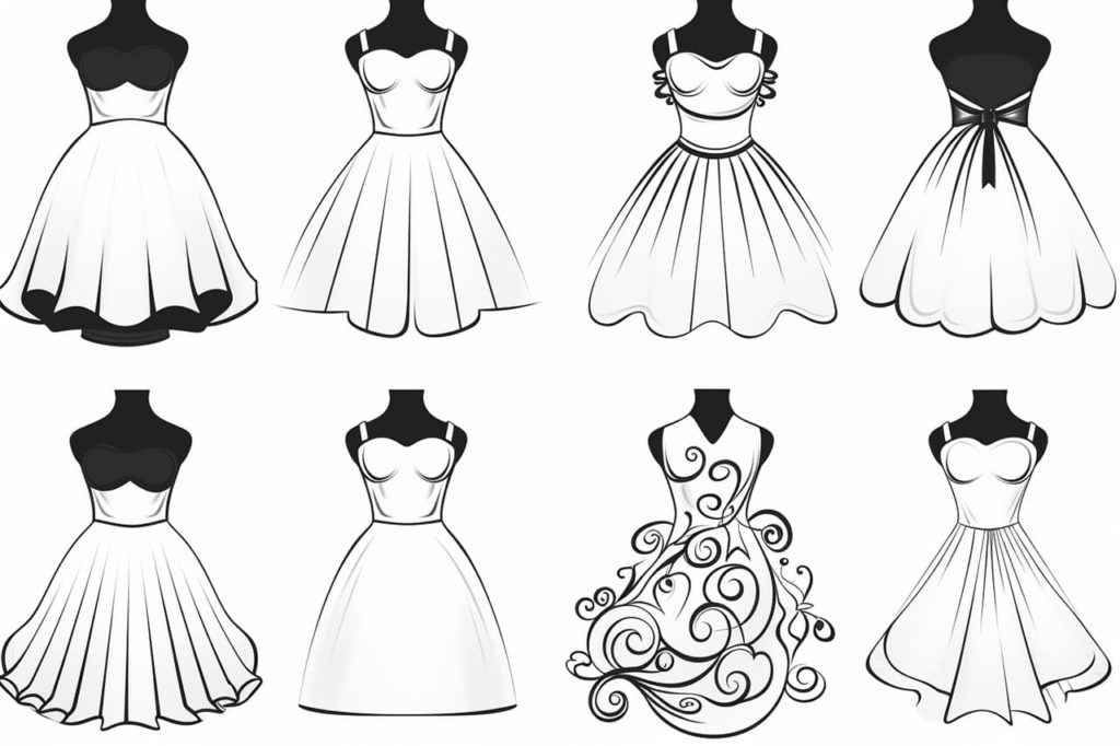 selection of dress drawings
