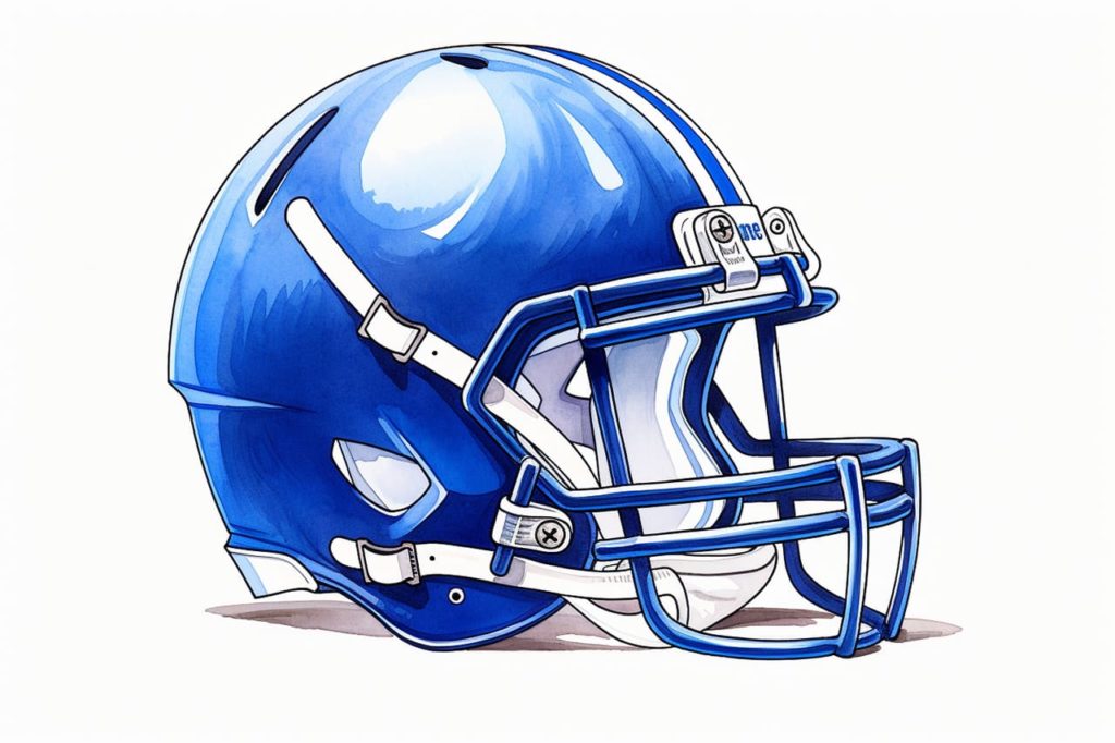 blue football helmet drawing