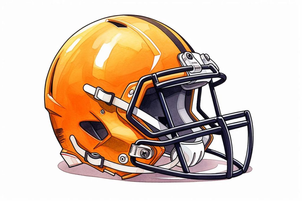 orange football helmet drawing