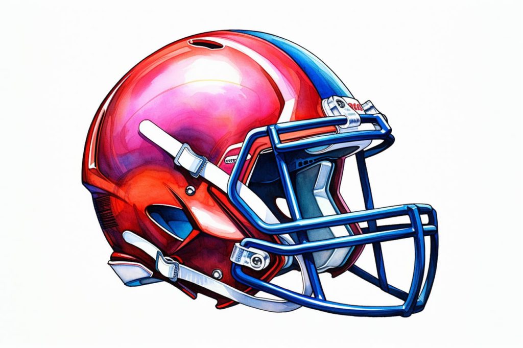 red football helmet drawing