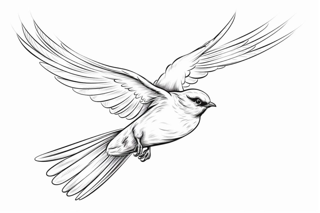 How to draw a bird flying