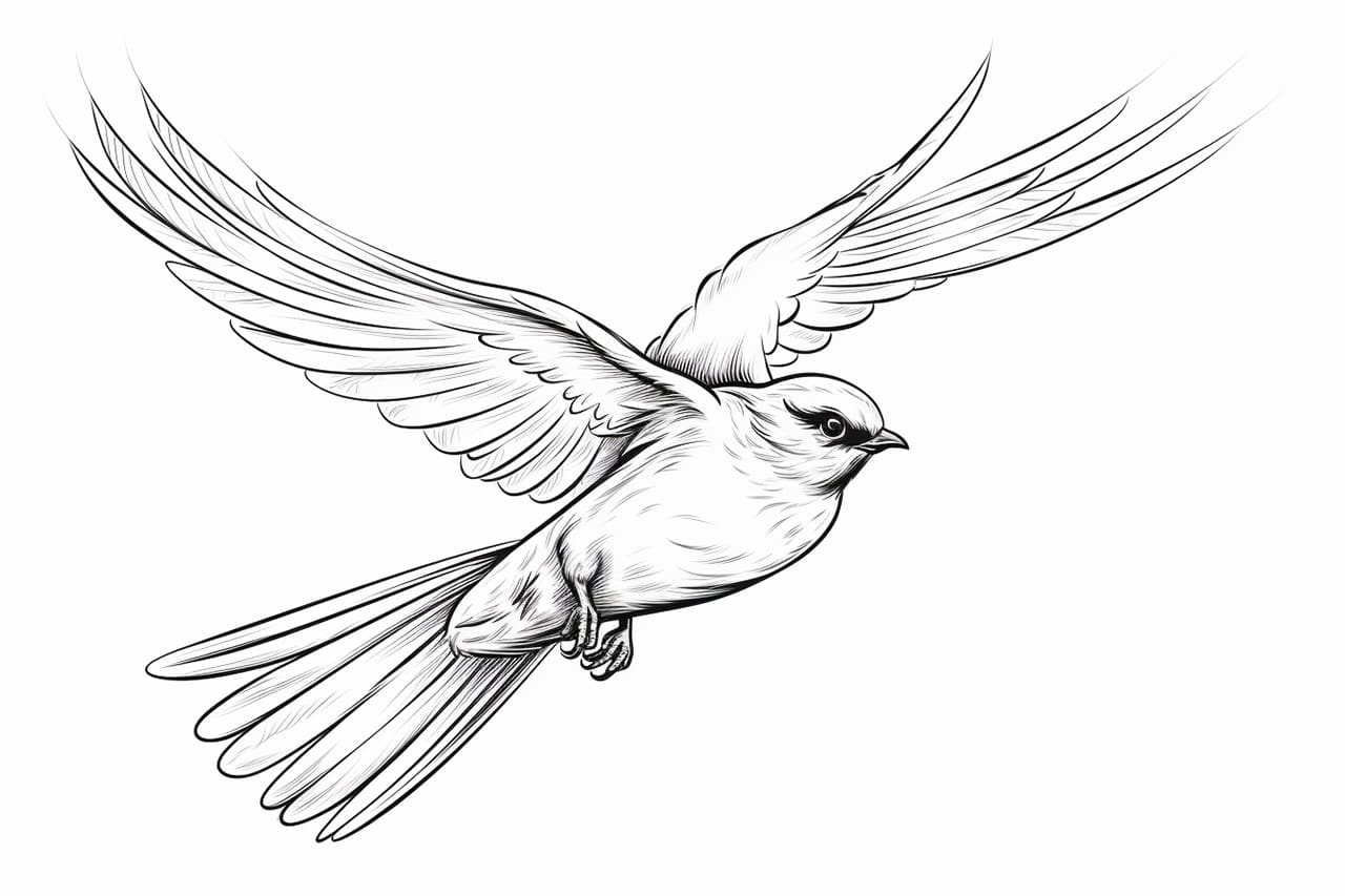 How to draw a bird flying