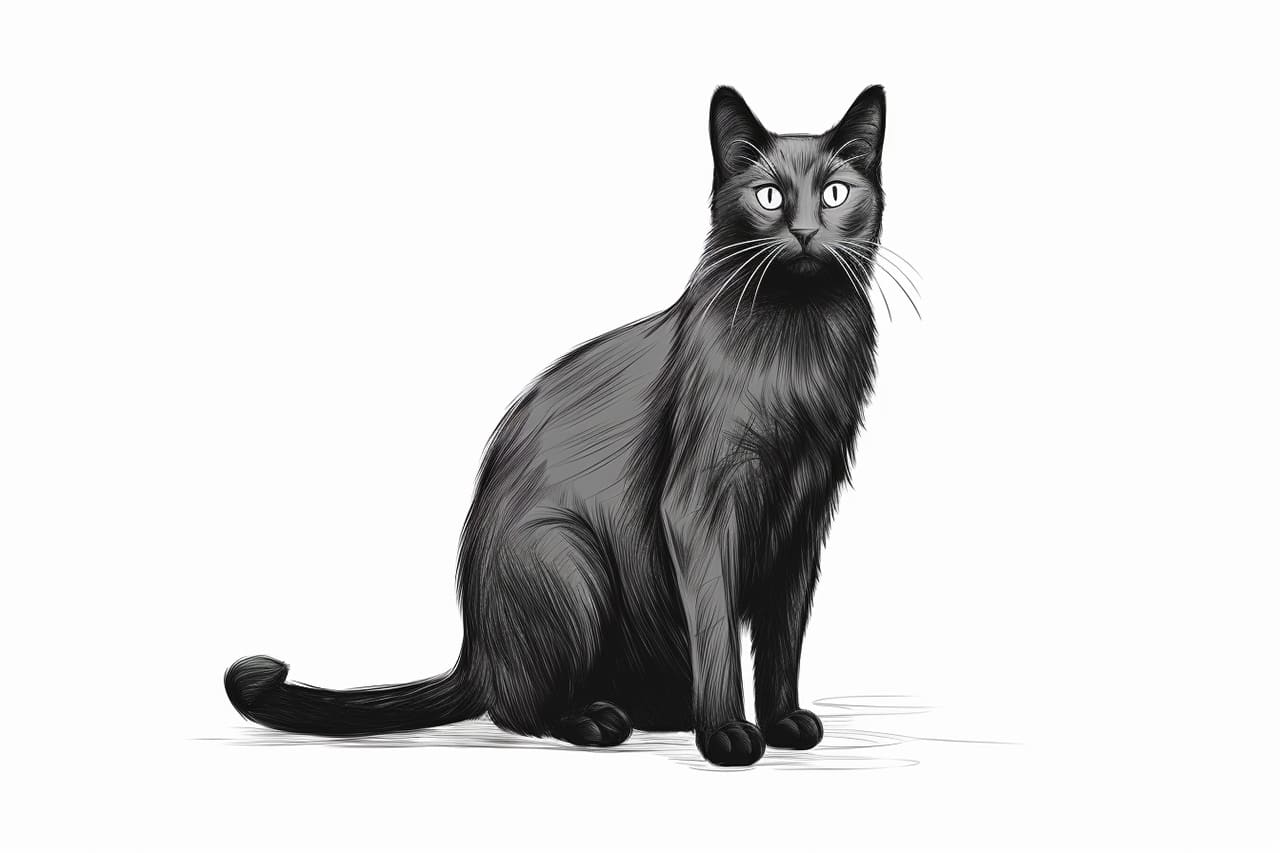 How to draw a black cat