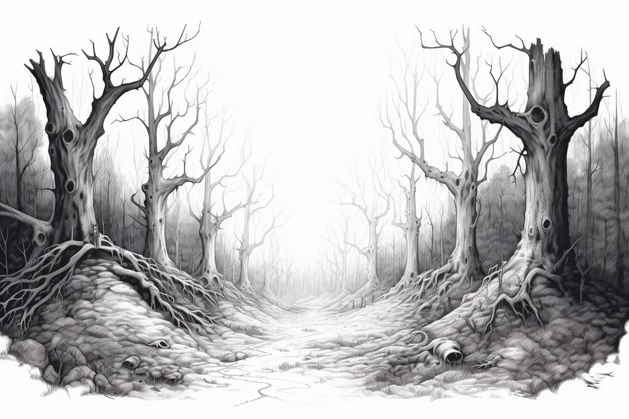 How to draw a creepy forest