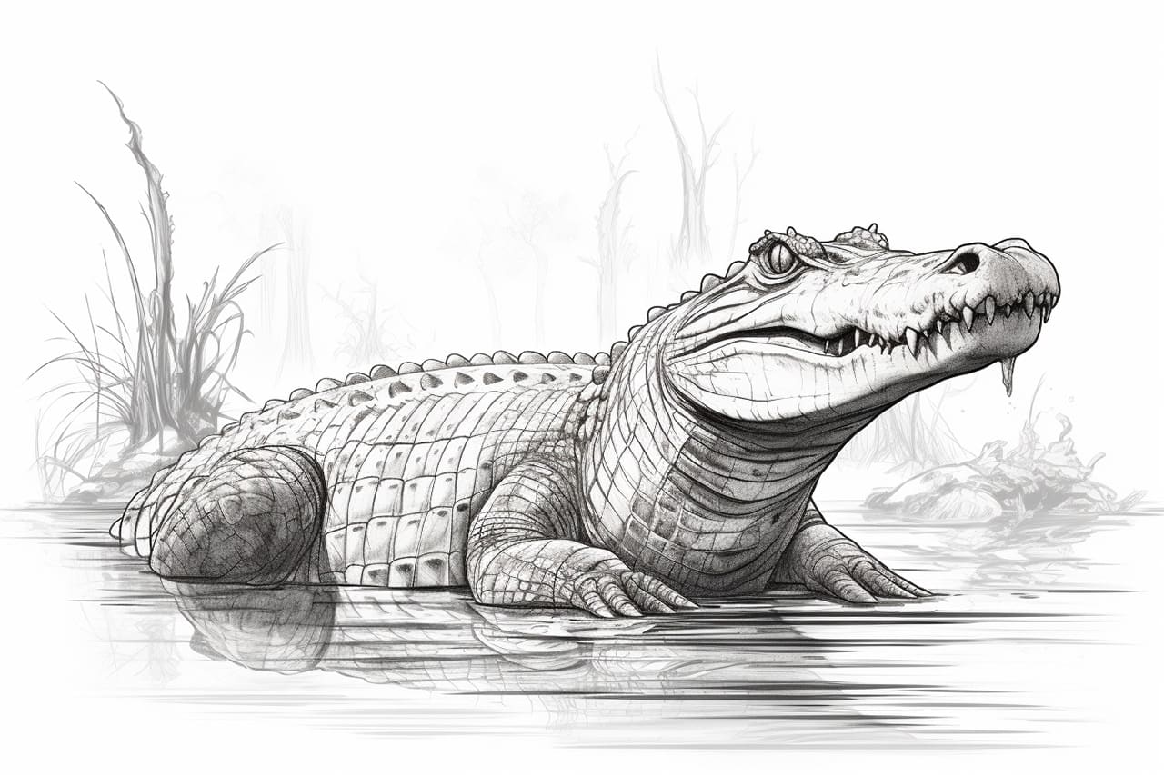 How to draw a Gharial