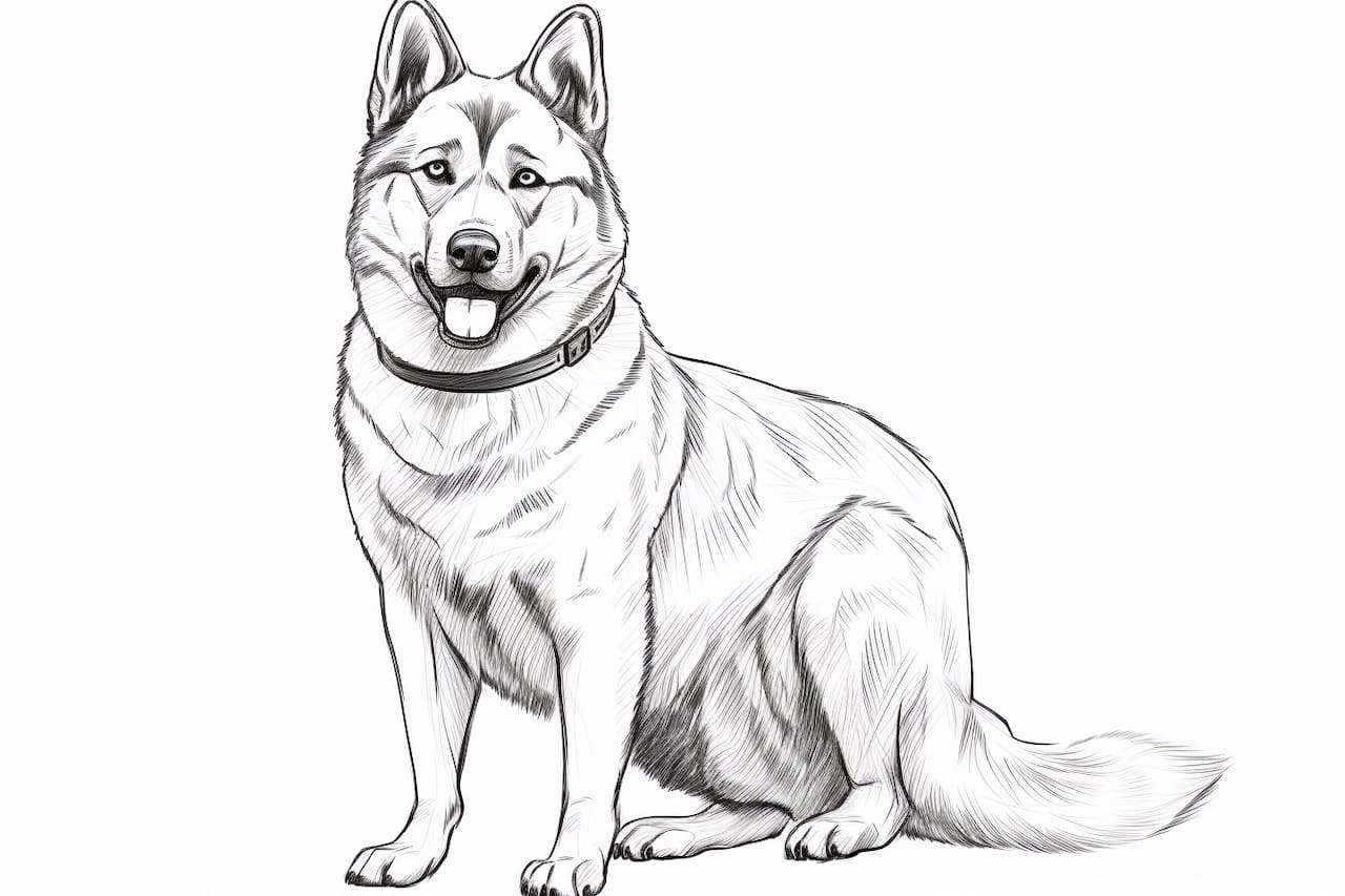 How to draw a Norwegian Elkhound