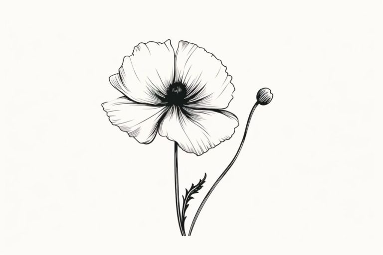 how to draw a poppy flower