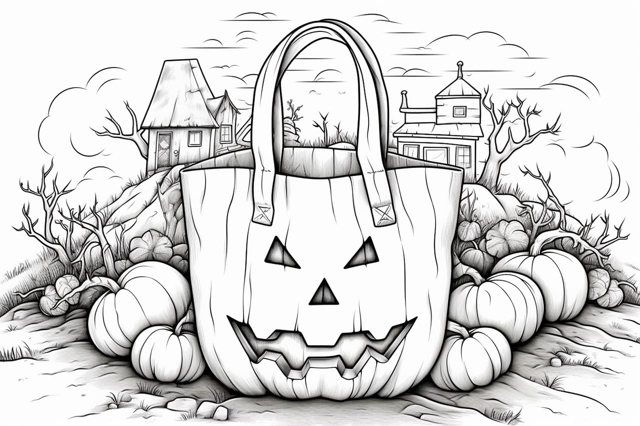 How to draw a trick-or-treat bag