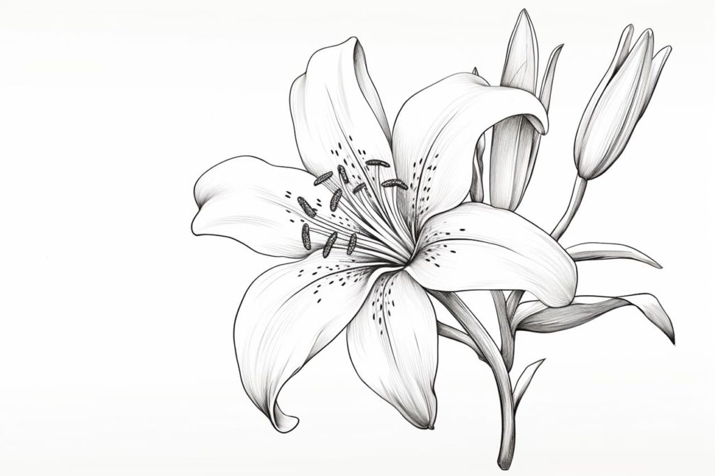 pencil sketch of a lily