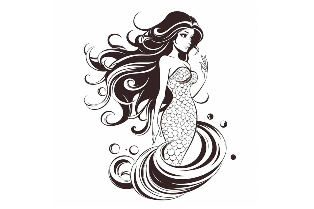 drawing of a mermaid