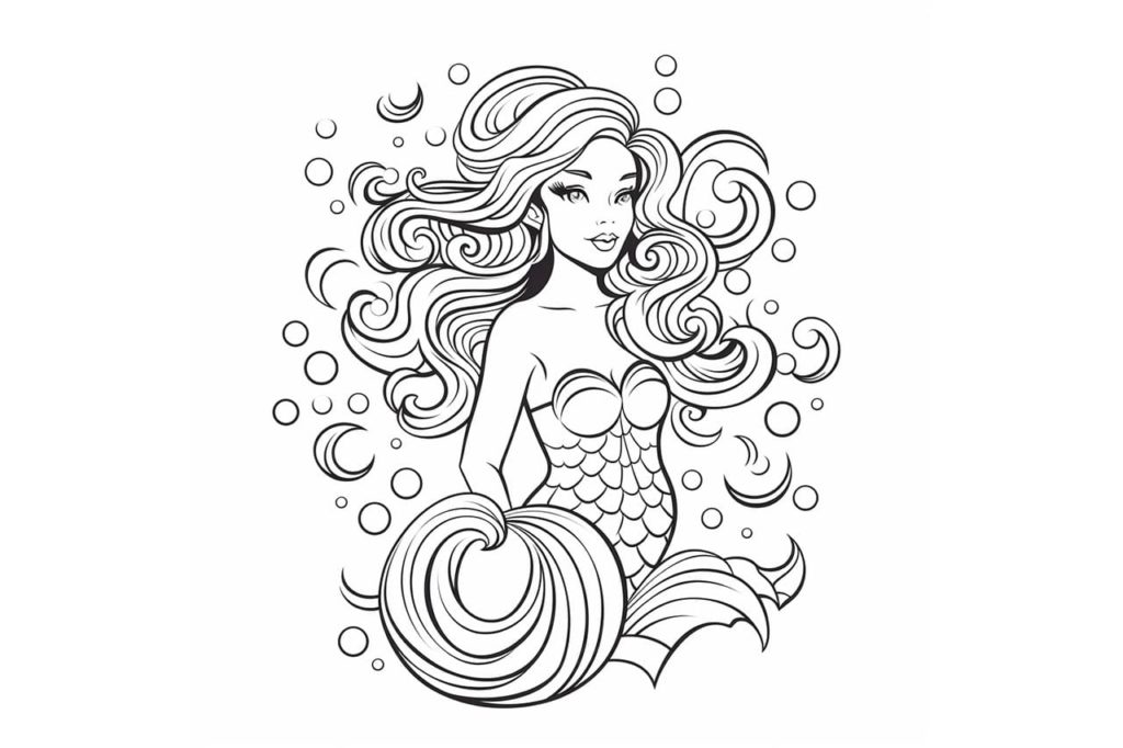 Gorgeous mermaid with bubbles