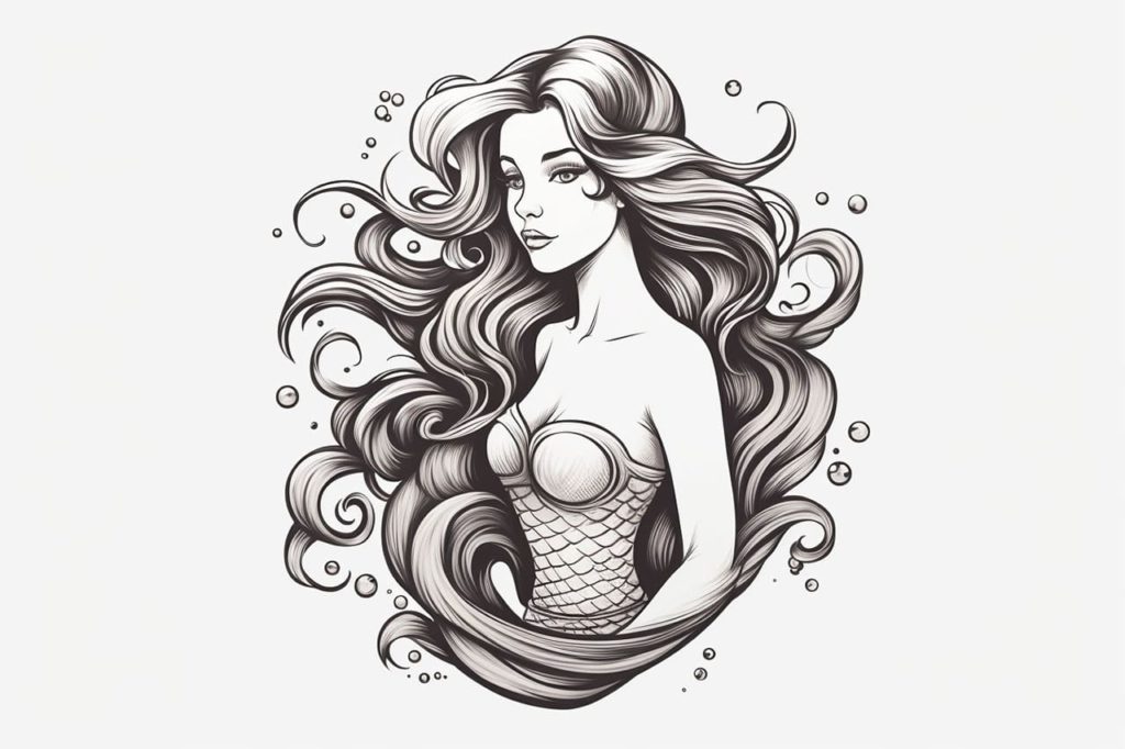Beautiful mermaid with gorgeous hair