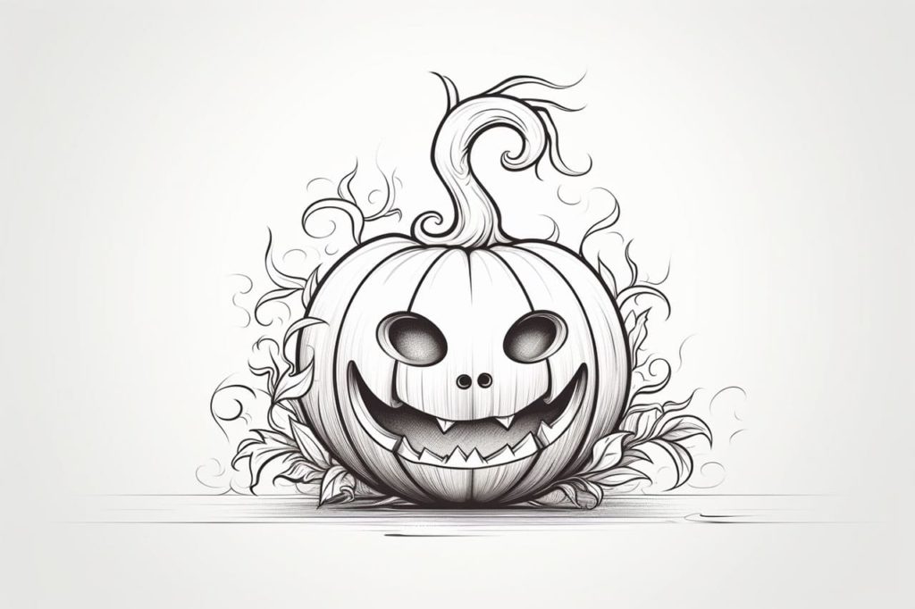 scary jack-o-lantern pumpkin sketch