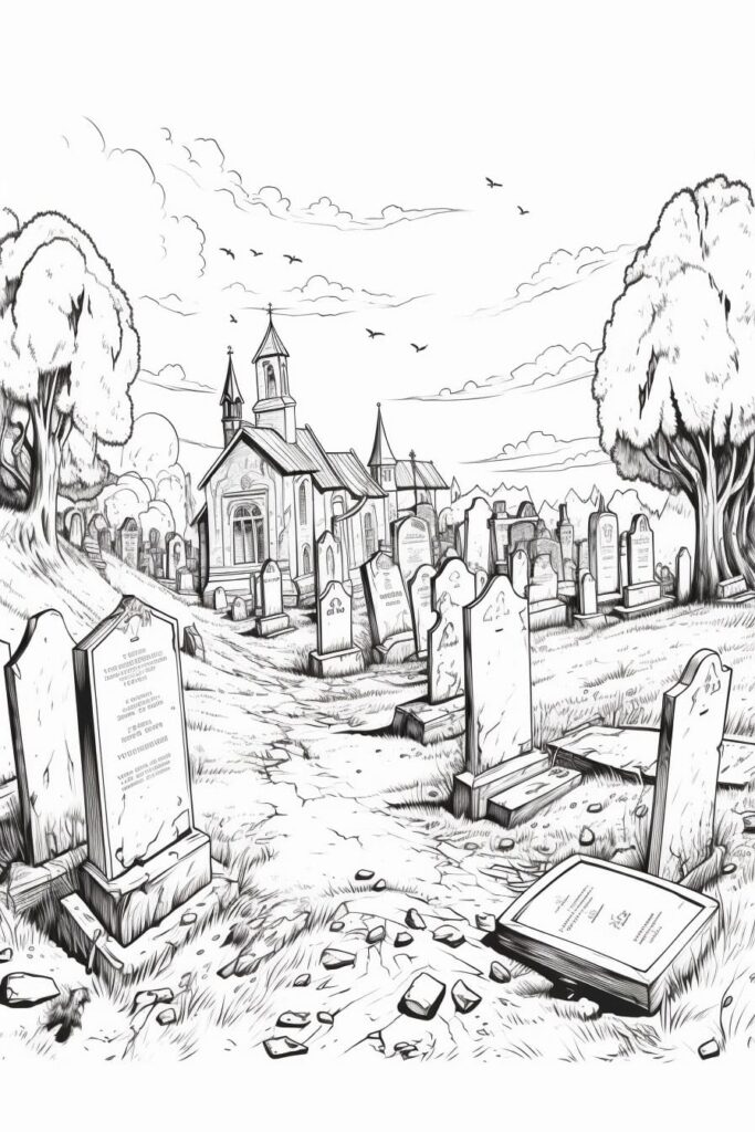 old graveyard drawing