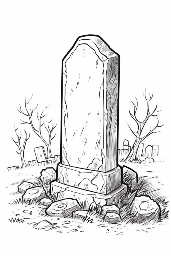 cracked tombstone drawing