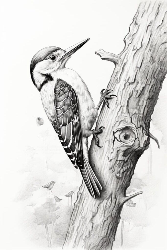 sketch of a woodpecker