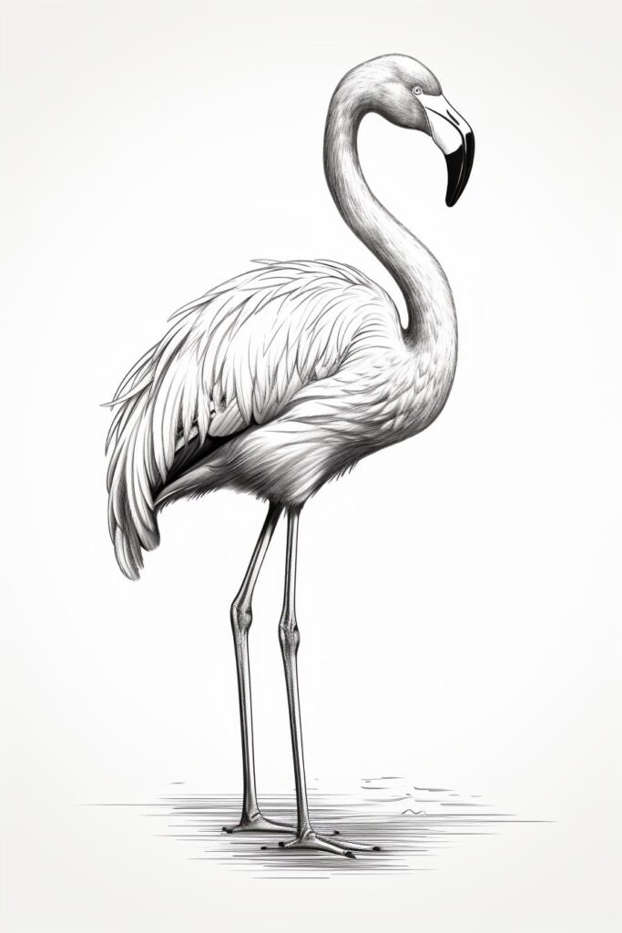 drawing of a flamingo