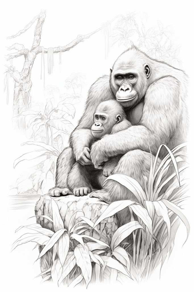 drawing of gorillas