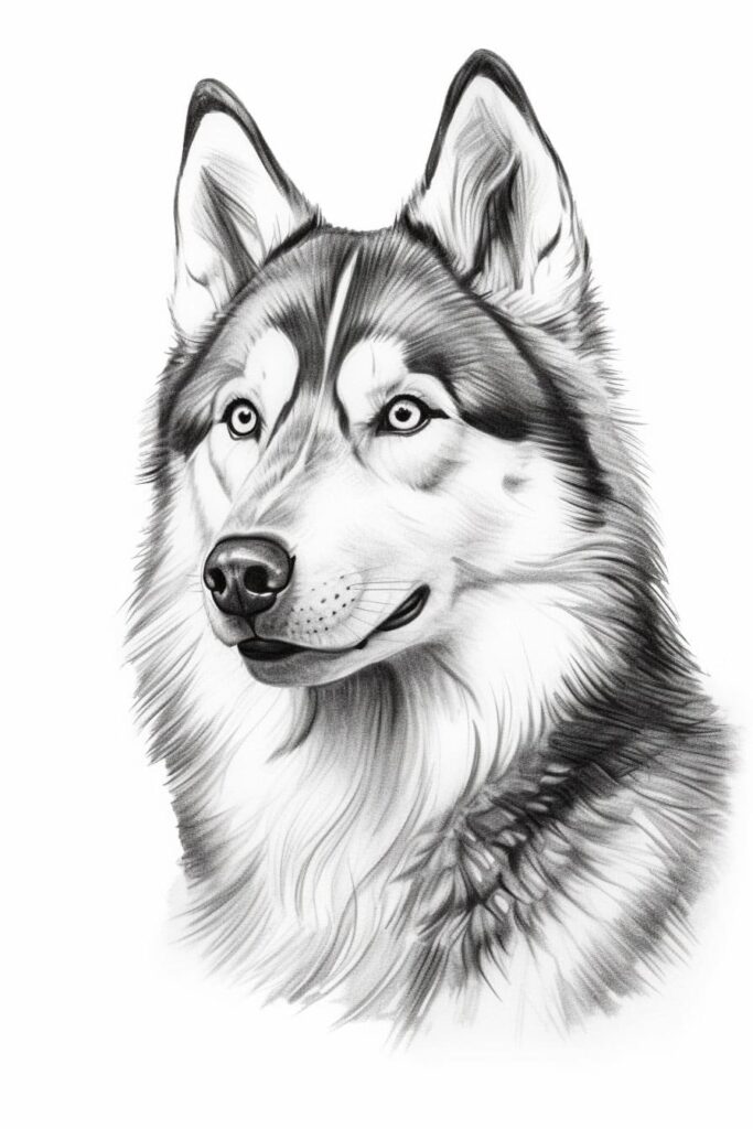 drawing of a husky