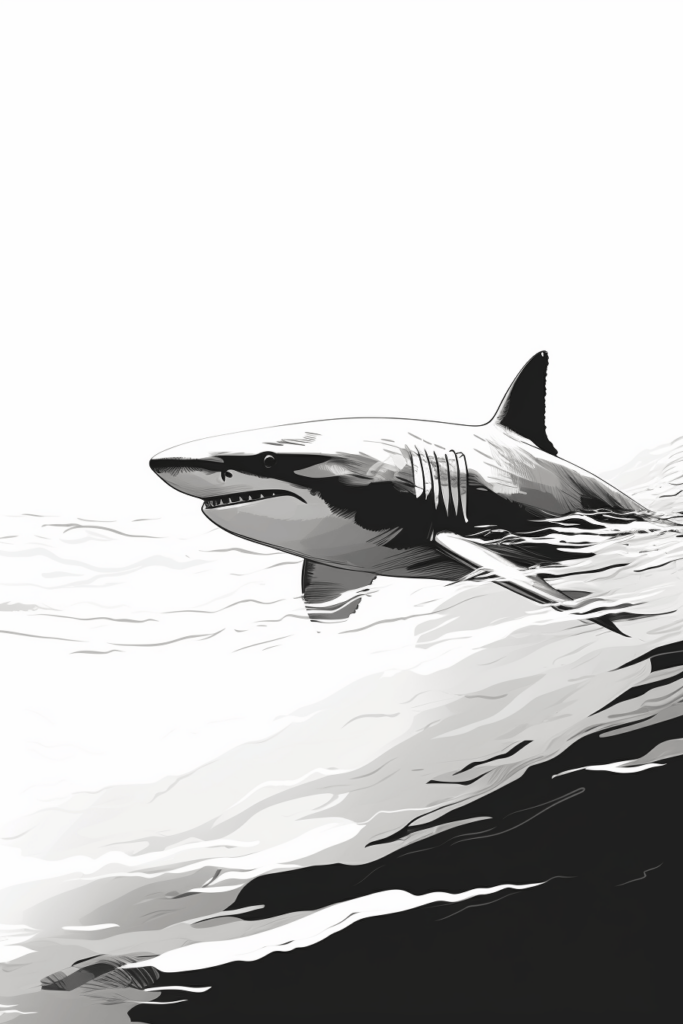 sketch of a shark swimming