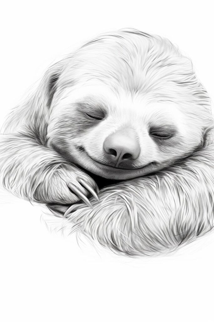 sketch of a sloth sleeping