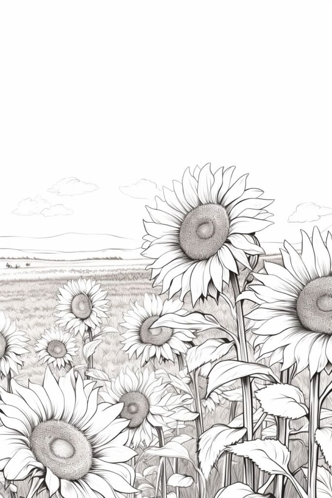 sunflower drawing - field