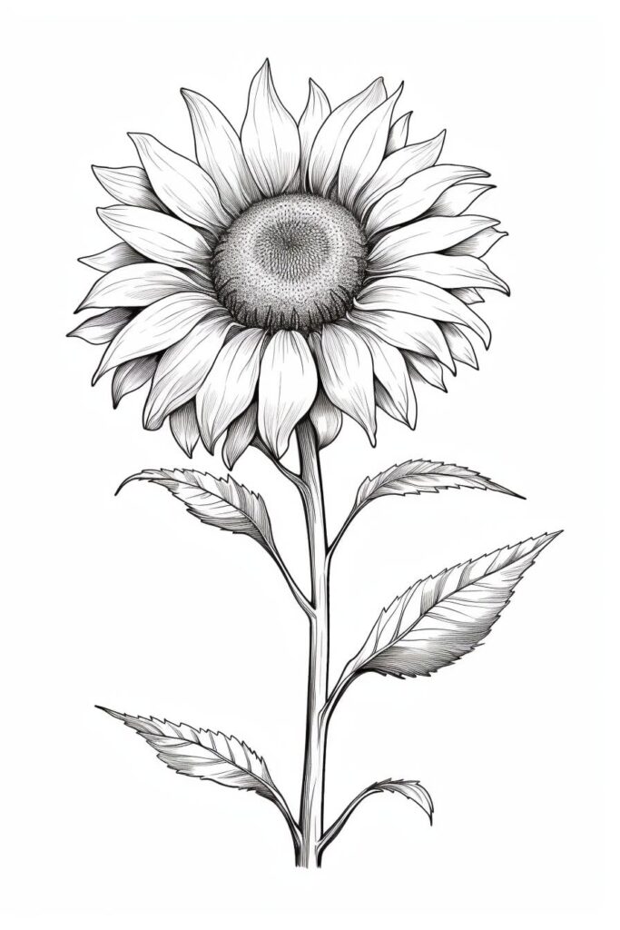 line art sunflower