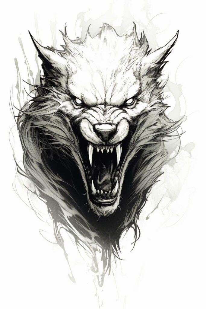 drawing of a werewolf