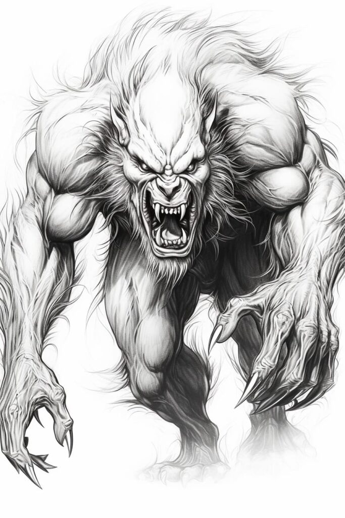 sketch of a werewolf