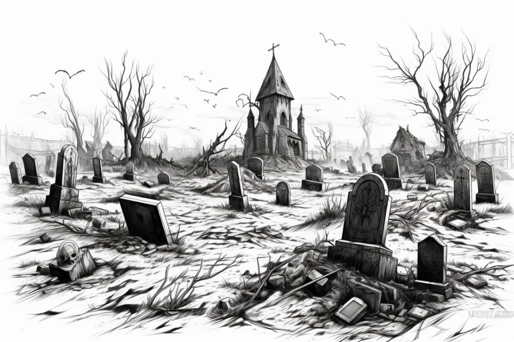 forsaken graveyard at Halloween