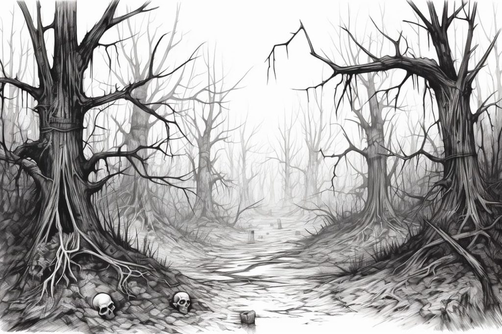 A haunted and enchanted Halloween forest