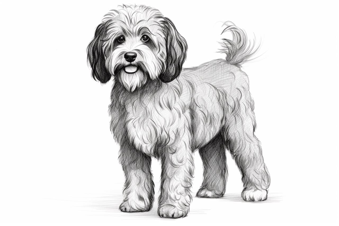 How to draw a Portuguese Water Dog