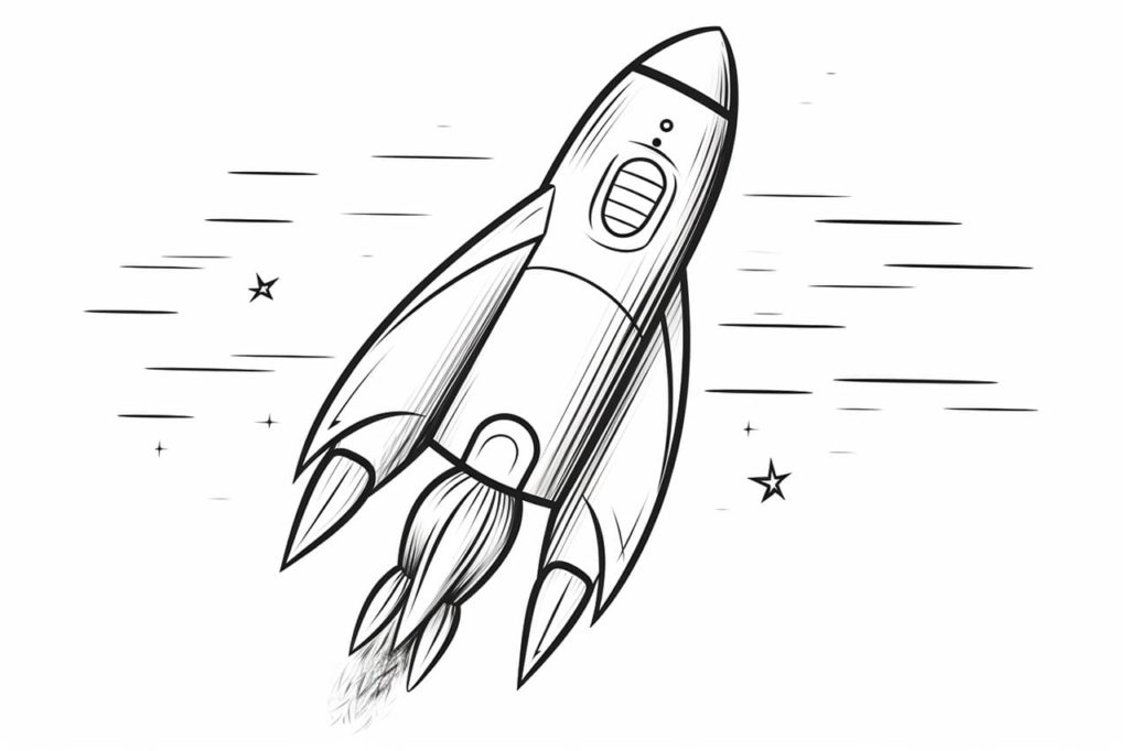 drawing of a rocket ship