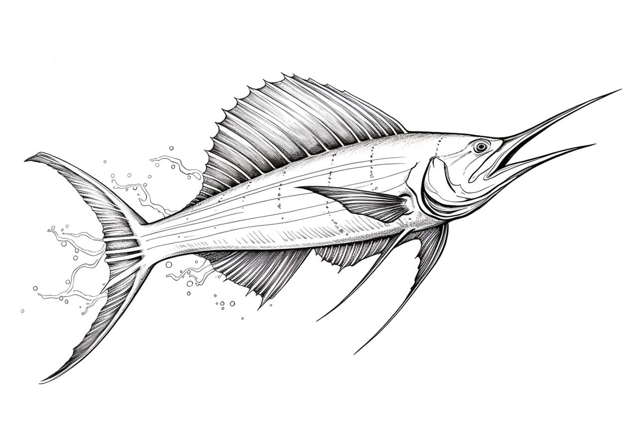 How to draw a sailfish