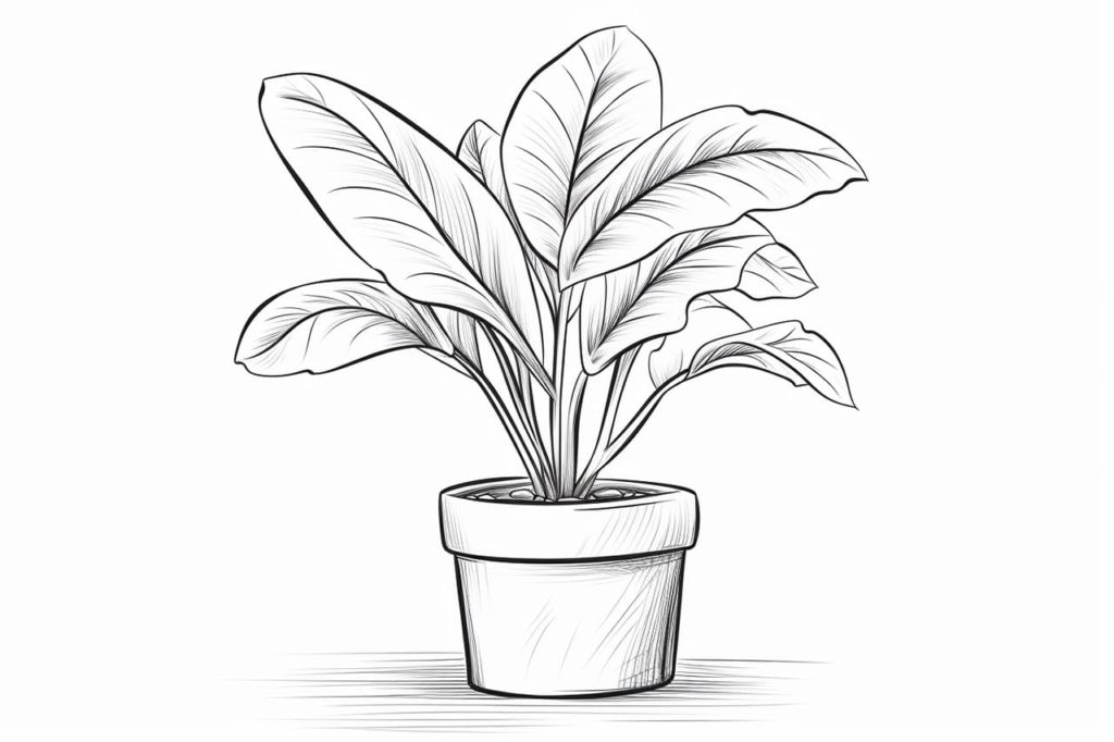 drawing of a potted plant