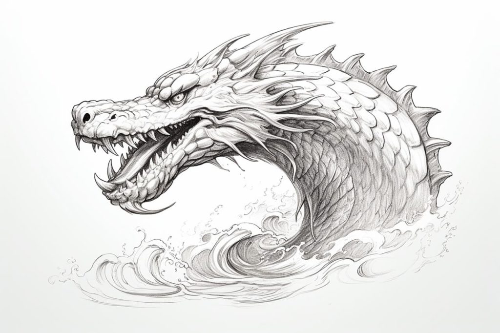 drawing of a sea serpent