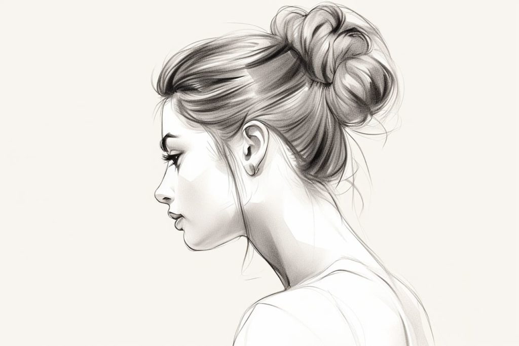 drawing of a woman in side profile