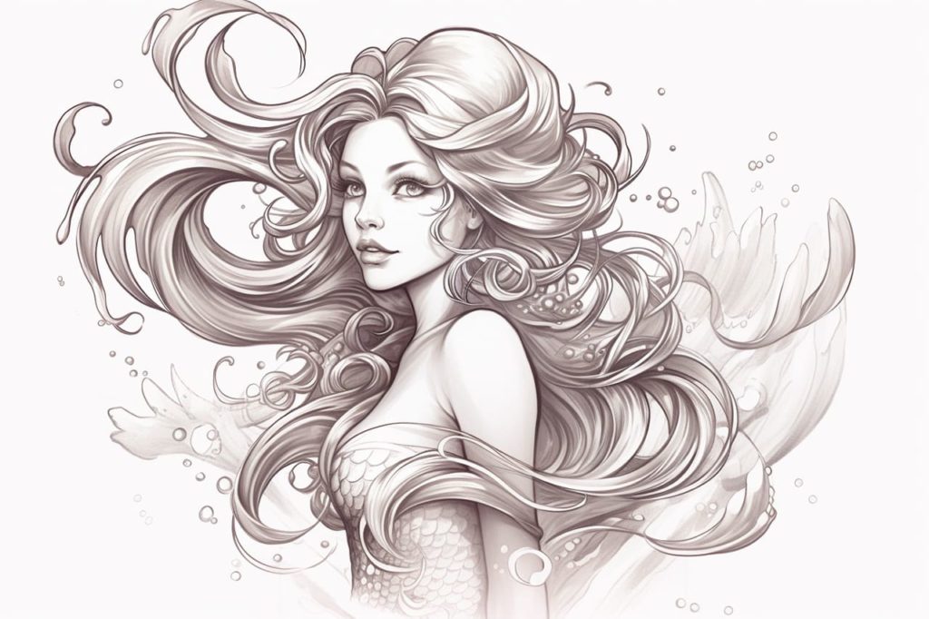 sketch of a beautiful Siren