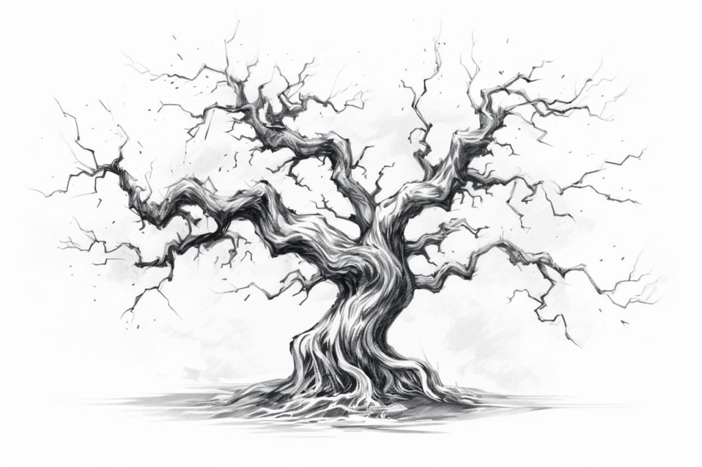 sketch of a spooky tree