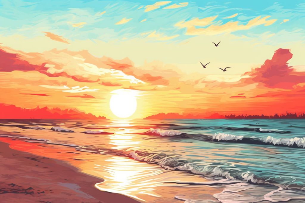 colorful sunset drawing