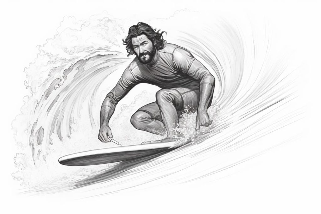 drawing of surfer