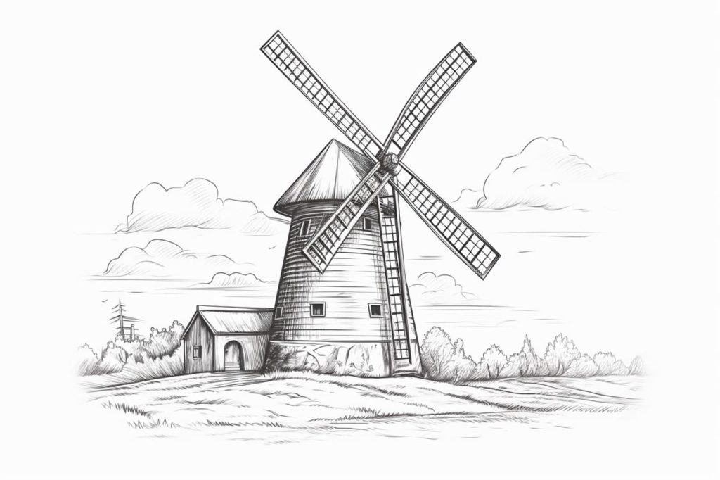 sketch of wind mill