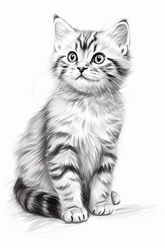 sketch of a kitten sitting