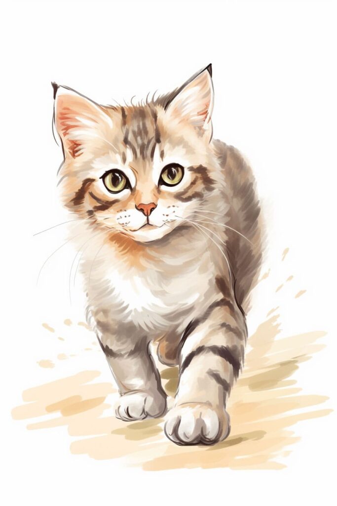 sketch of kitten walking