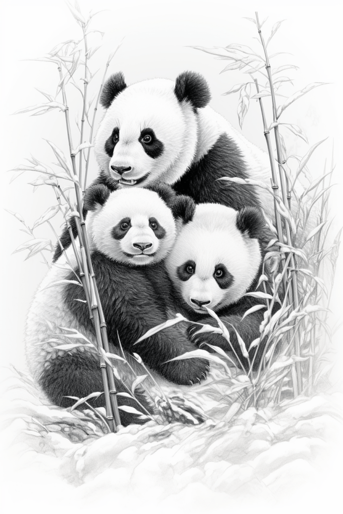 family of panda bears