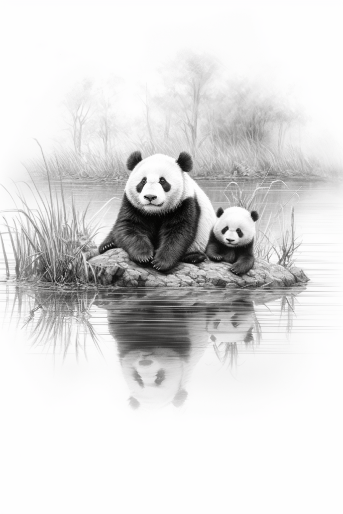 pandas on an island